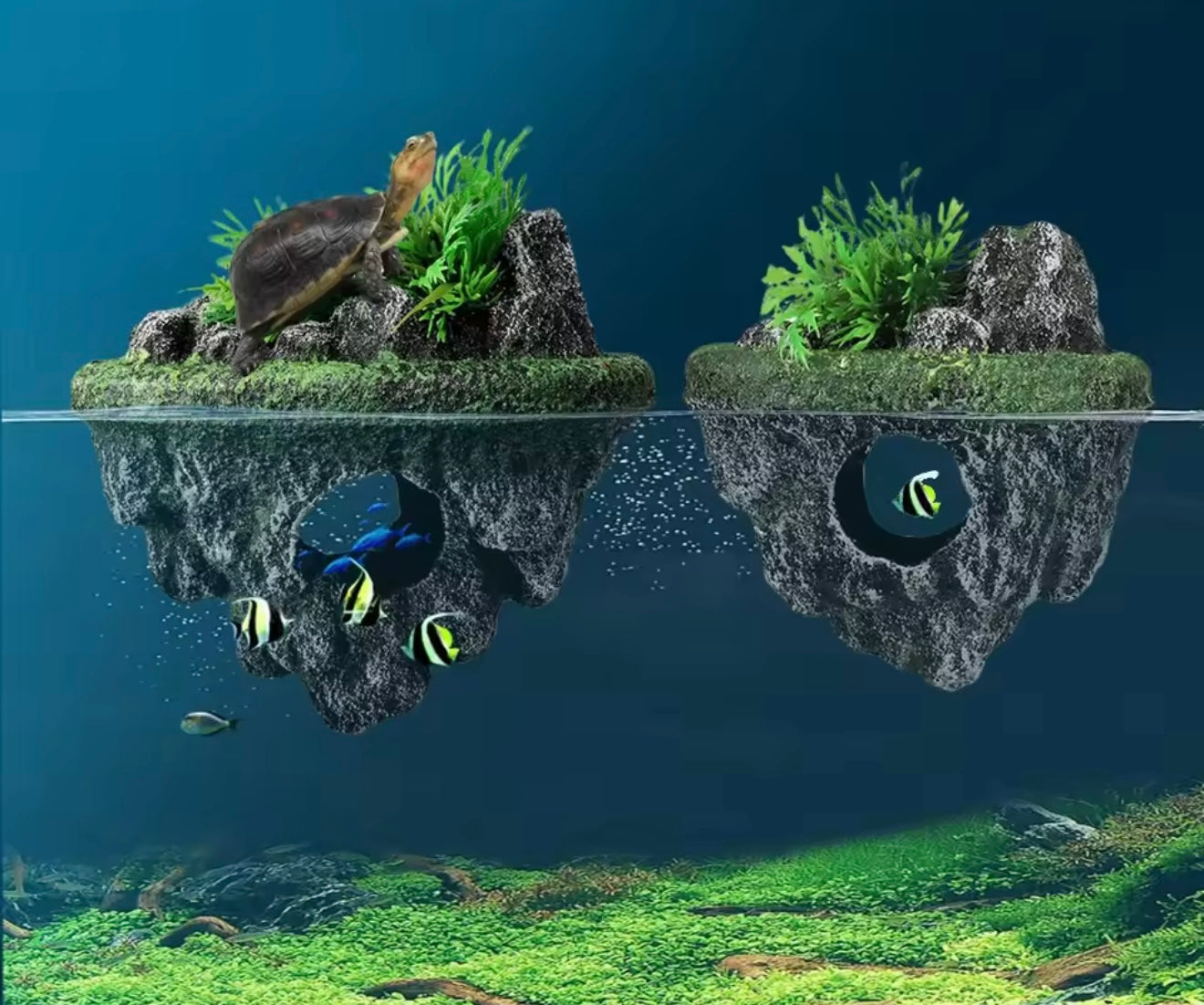 Floating Aquarium Rock – Realistic Suspended Island Decoration for Freshwater & Saltwater Tanks