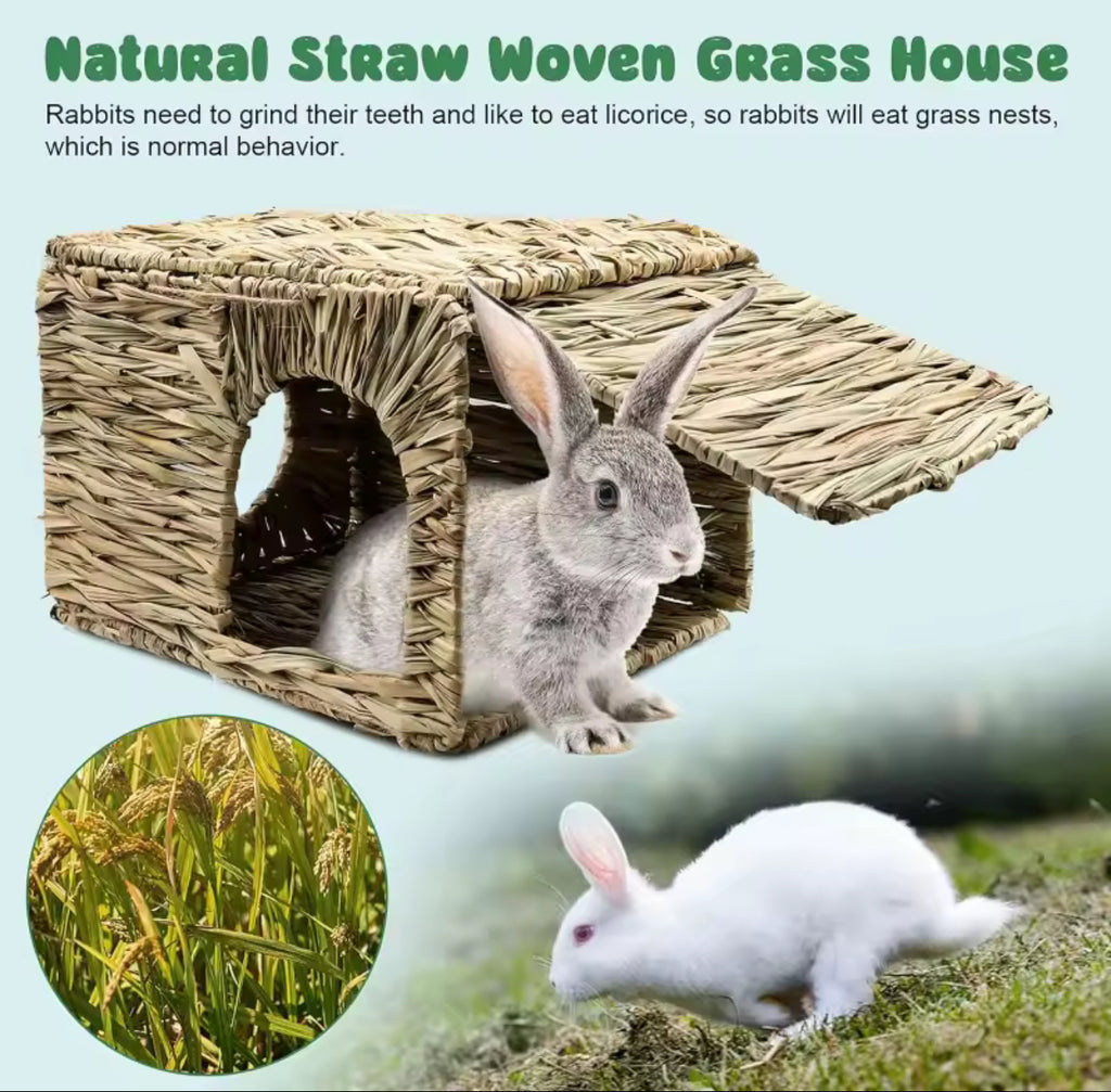 Foldable Woven Grass Hut – Extra Large Rabbit & Small Animal Hideout