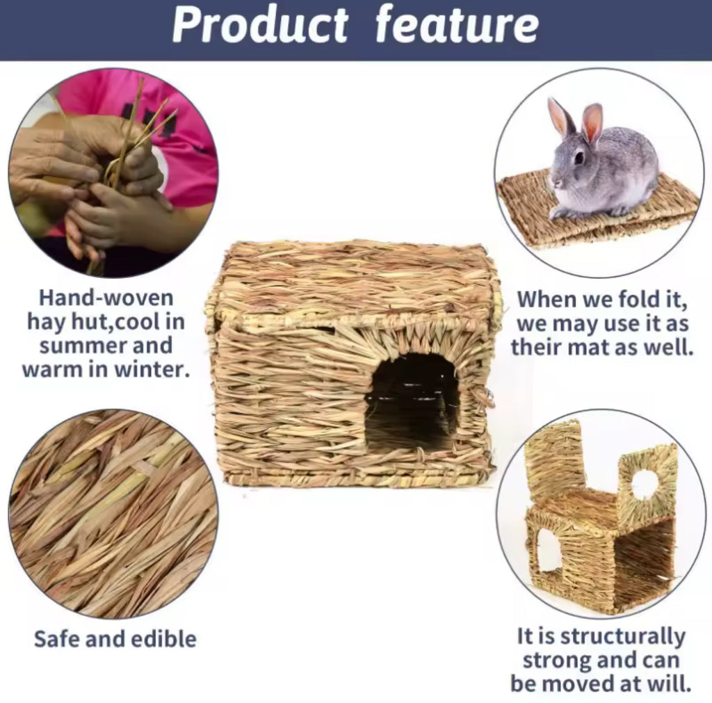 Foldable Woven Grass Hut – Extra Large Rabbit & Small Animal Hideout