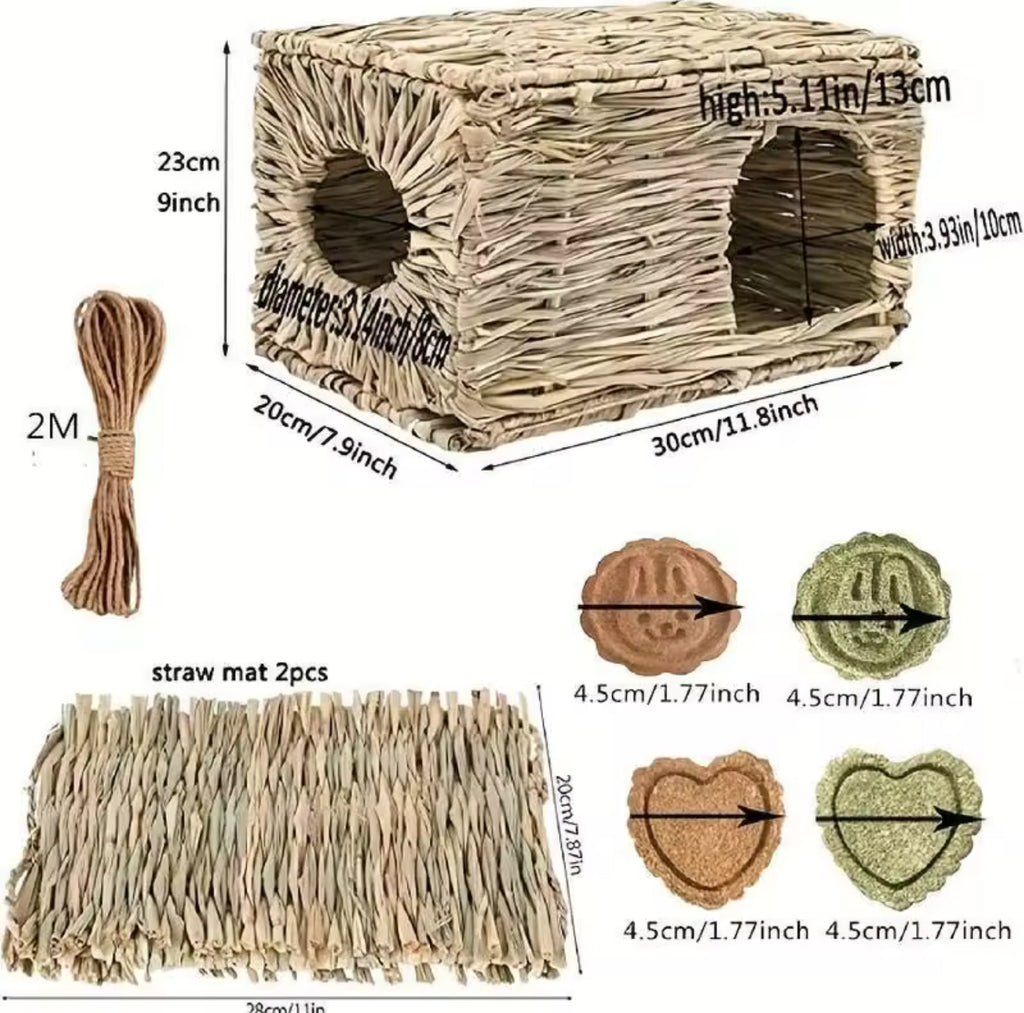 Foldable Woven Grass Hut – Extra Large Rabbit & Small Animal Hideout