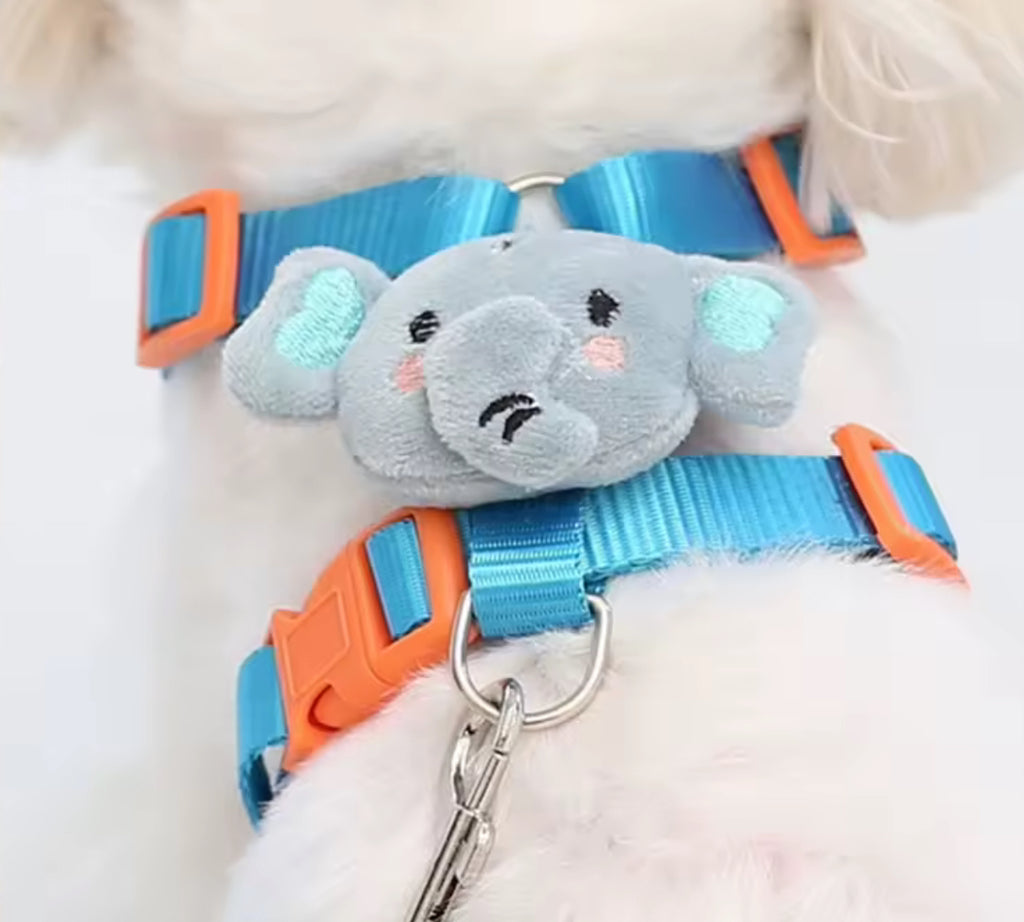 Adjustable Dog Collar & Harness Set – Animal Print Leash for Small to Large Dogs