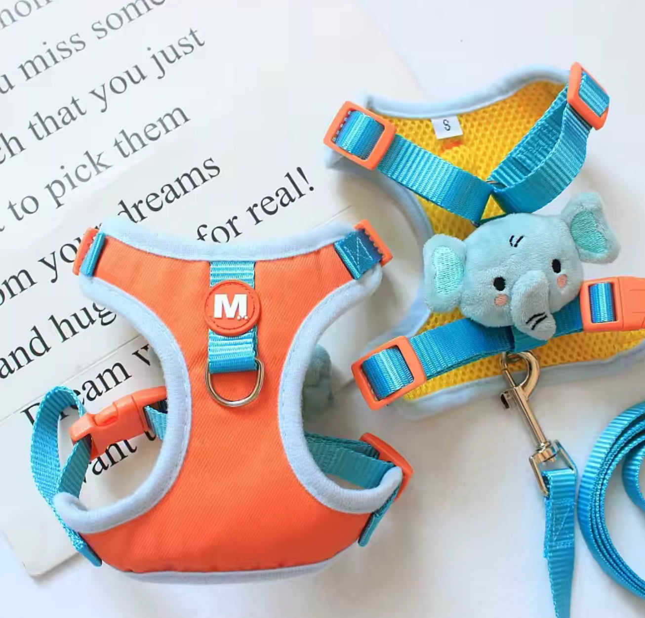 Adjustable Dog Collar & Harness Set – Animal Print Leash for Small to Large Dogs