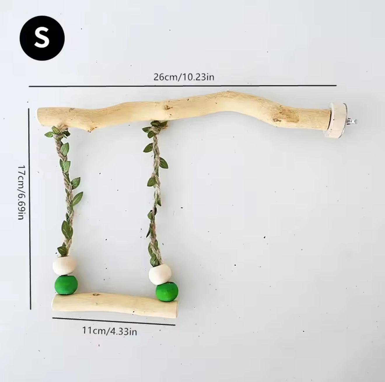 Wood Parrot Stand & Swing – Double Layer Bird Toy with Claw & Beak Grinder