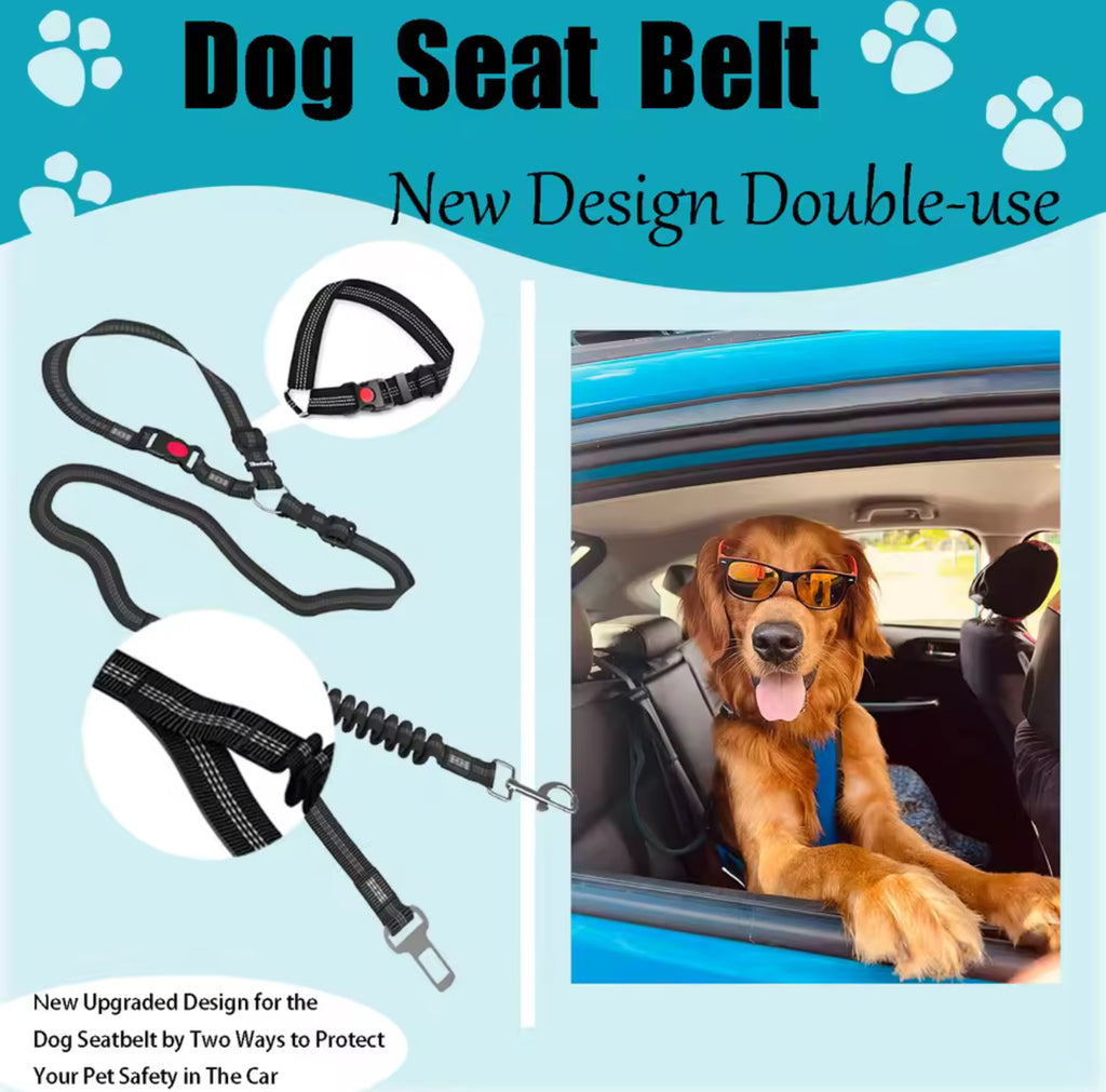 Adjustable Heavy-Duty Dog Car Seat Belt – Durable Nylon Safety Leash for Large Dogs