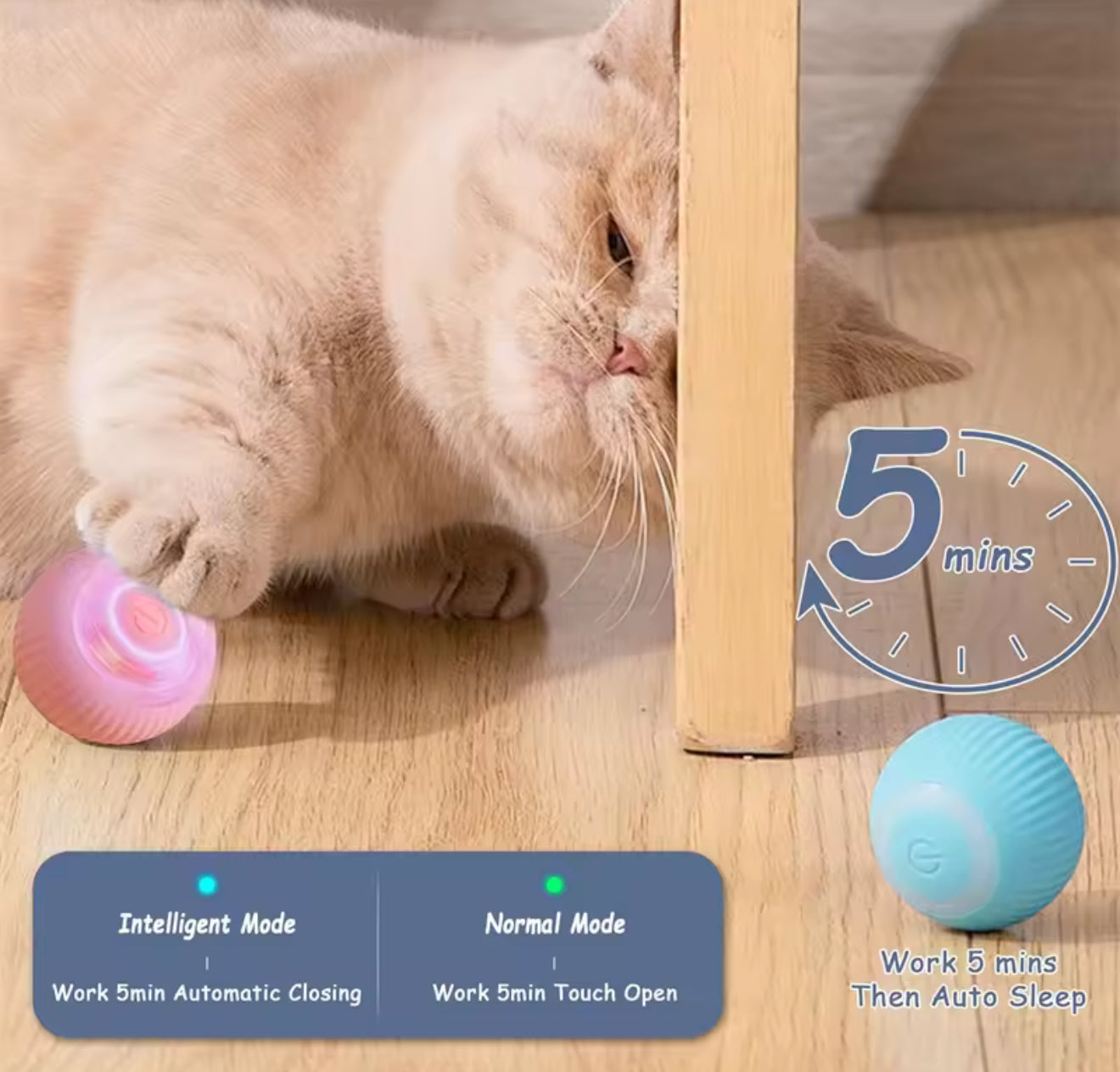 Smart Interactive Electronic Dog & Cat Toy Ball – USB Rechargeable Automatic Moving Ball