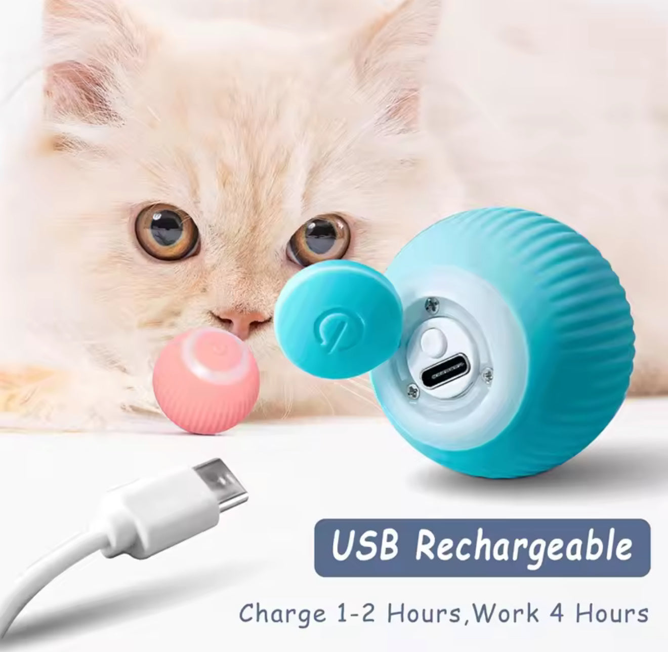 Smart Interactive Electronic Dog & Cat Toy Ball – USB Rechargeable Automatic Moving Ball