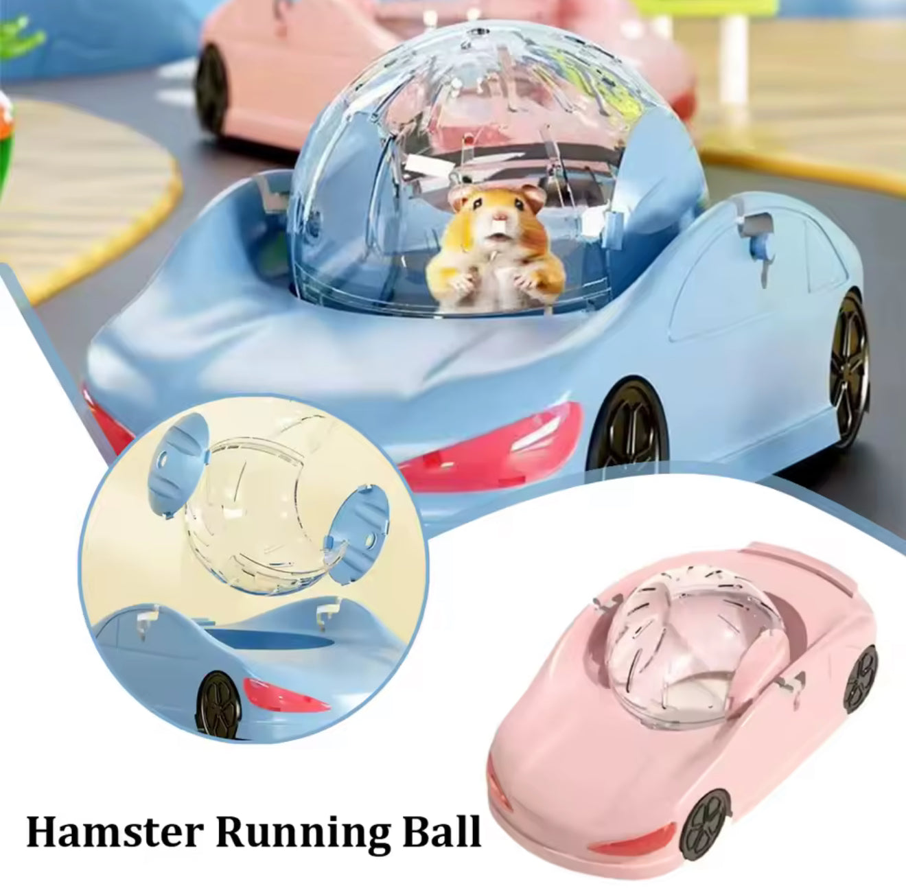 Hamster Running Ball Sports Car Design – Large Transparent Rolling Toy for Small Pets, Durable & Fun Exercise Wheel
