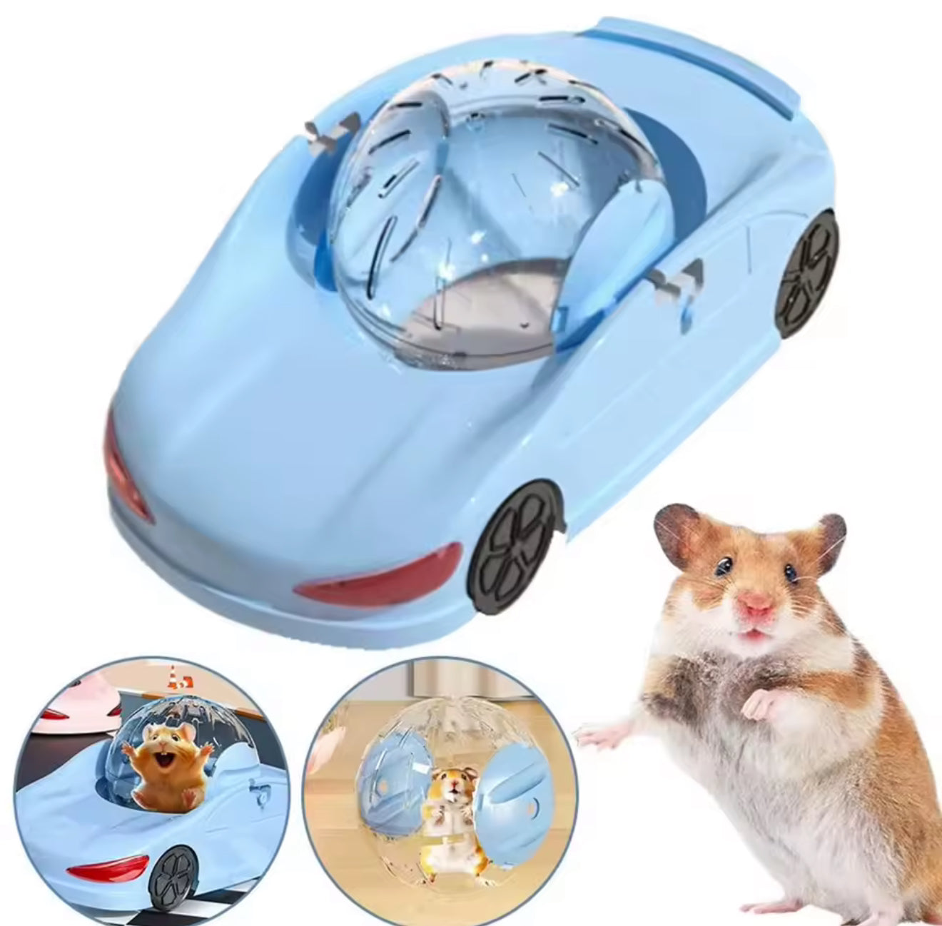 Hamster Running Ball Sports Car Design – Large Transparent Rolling Toy for Small Pets, Durable & Fun Exercise Wheel