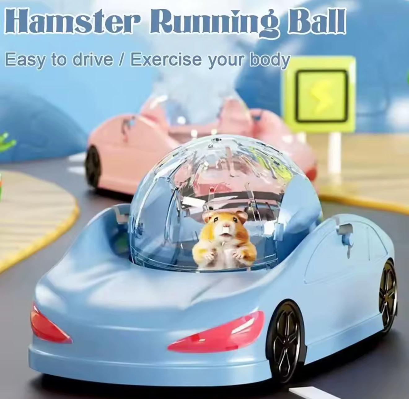 Hamster Running Ball Sports Car Design – Large Transparent Rolling Toy for Small Pets, Durable & Fun Exercise Wheel