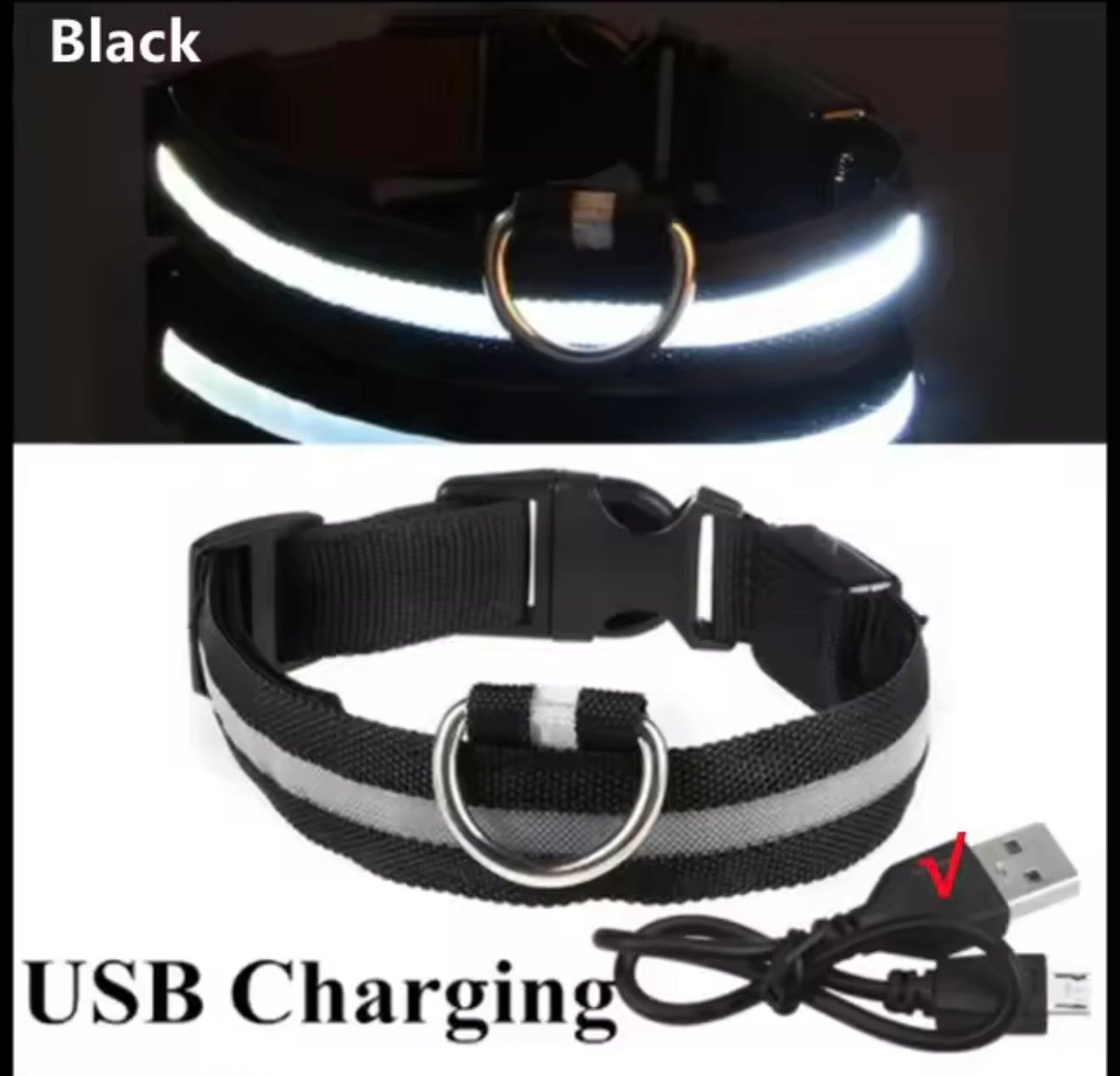 LED Dog Collar – Rechargeable, Waterproof & Adjustable Safety Light