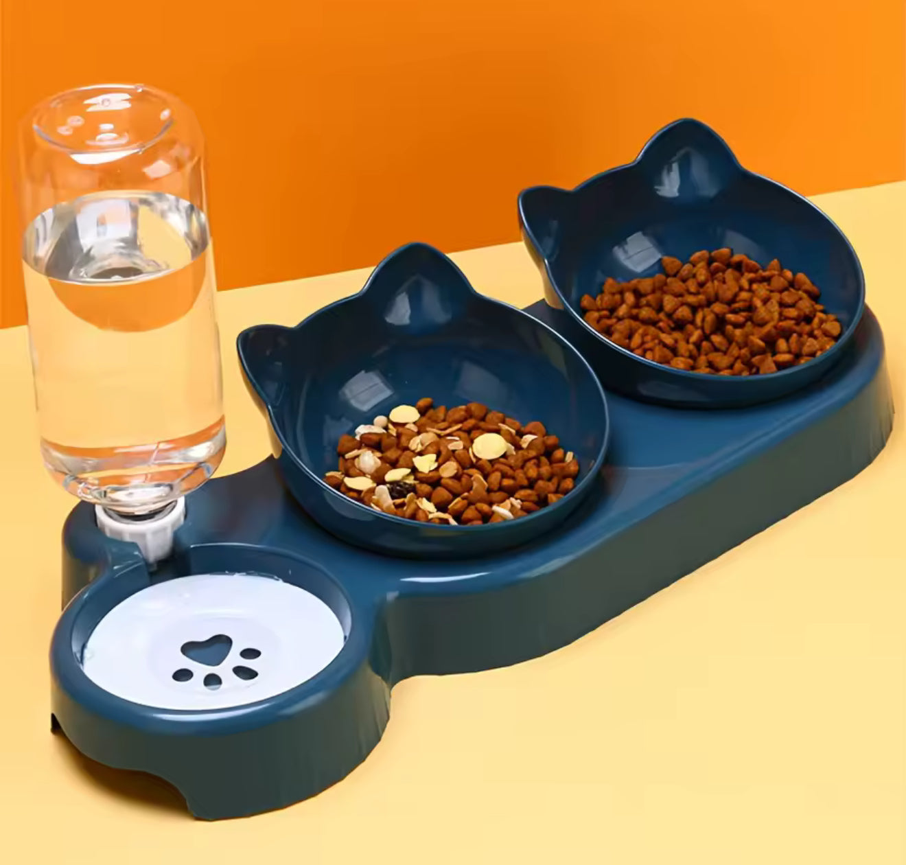 Double Cat Feeder with Water – Dual Bowl Pet Feeding Station for Cats