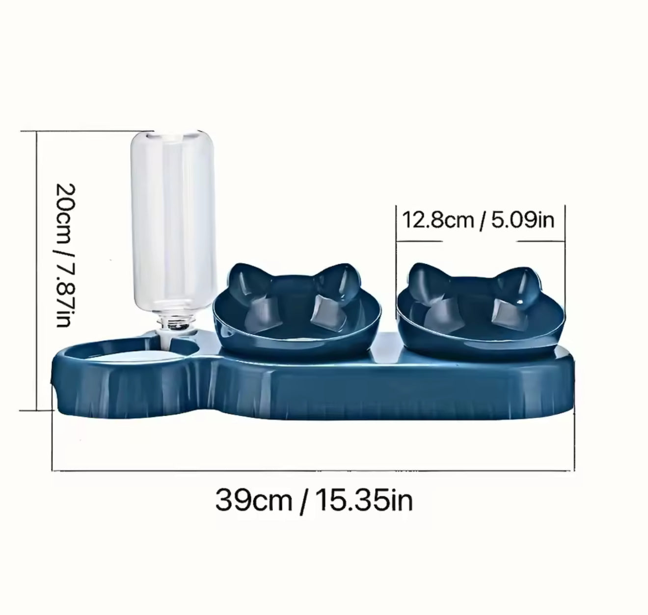 Double Cat Feeder with Water – Dual Bowl Pet Feeding Station for Cats