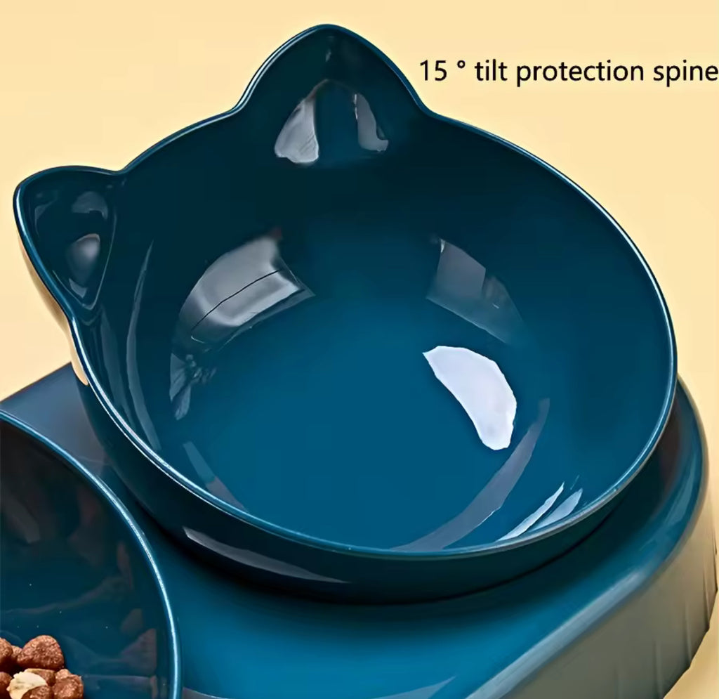 Double Cat Feeder with Water – Dual Bowl Pet Feeding Station for Cats