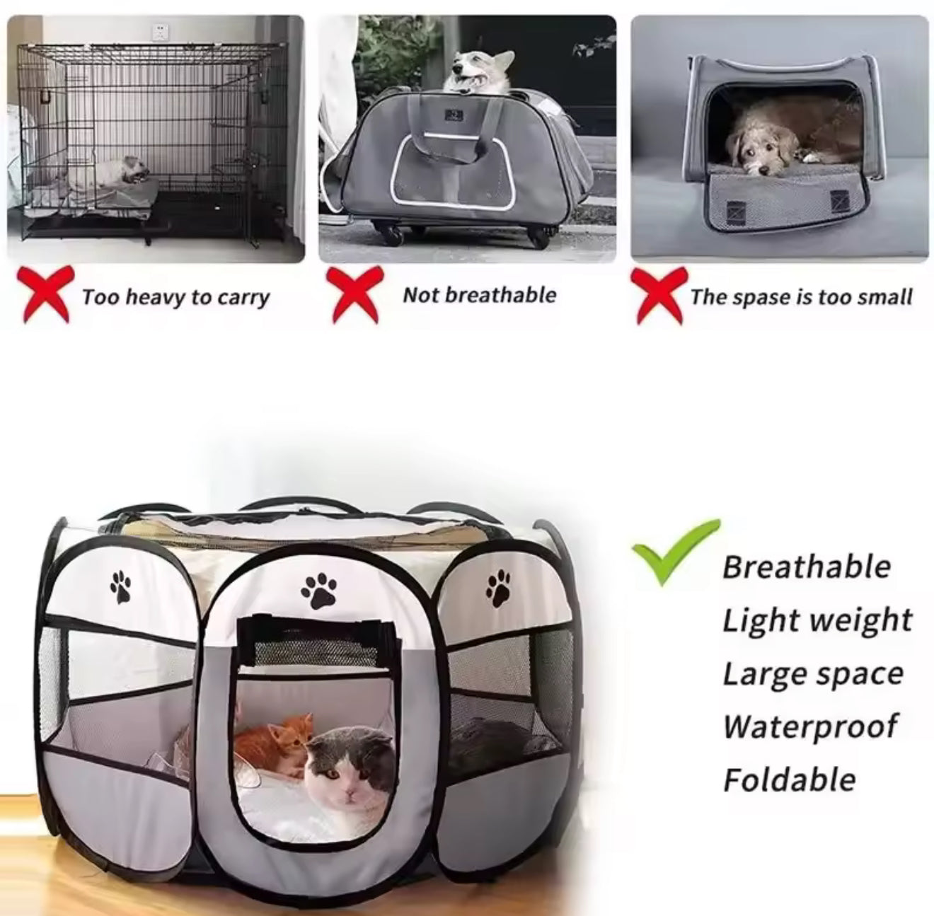 Portable & Foldable Pet Tent - For Pets on the Move!