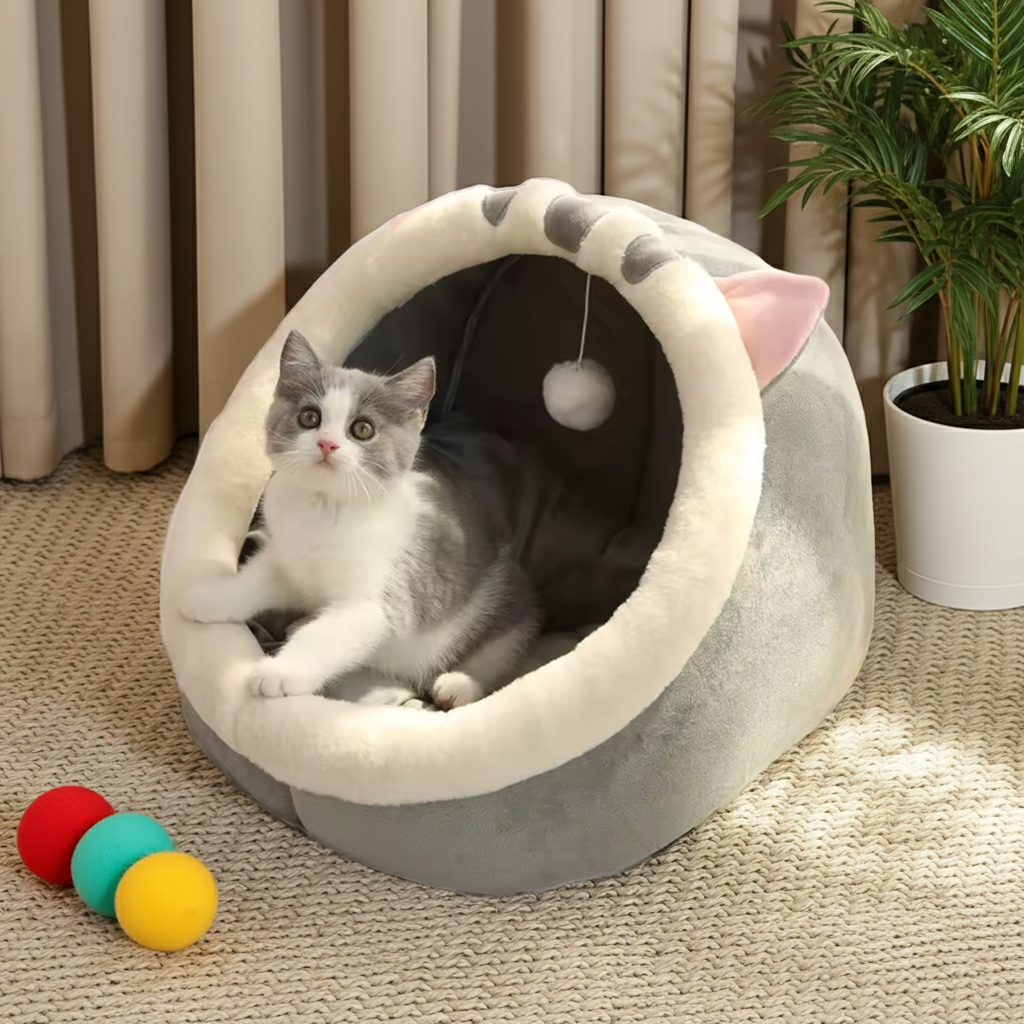 Deep Sleep Character Pet Bed – Washable Foldable Cat & Small Dog Bed