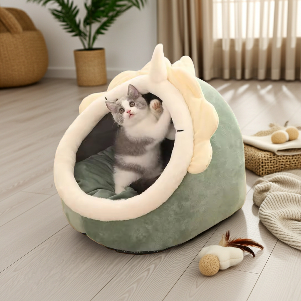 Deep Sleep Character Pet Bed – Washable Foldable Cat & Small Dog Bed